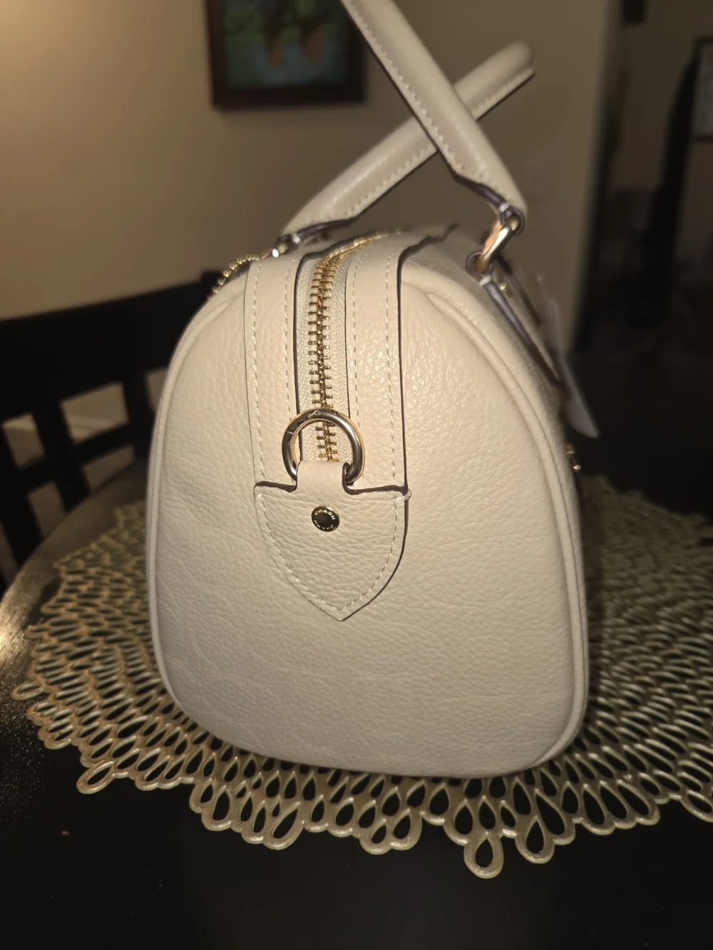 COACH Leather Satchel in Light Ivory